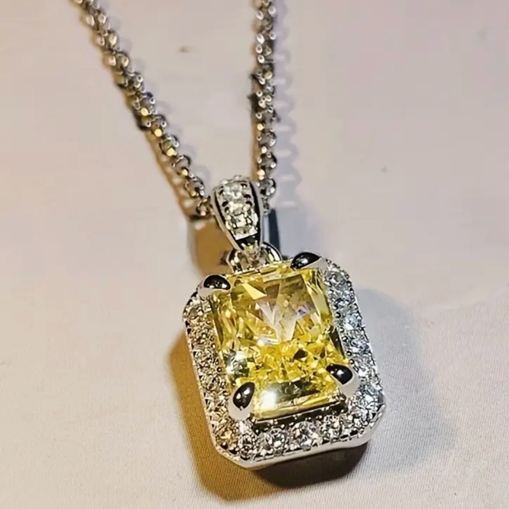NWOT - Light Yellow Zirconia Pendant with Crystal Accents